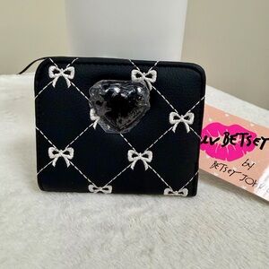 Luv Betsey by Betsey Johnson Black Wallet with White Bow Pattern